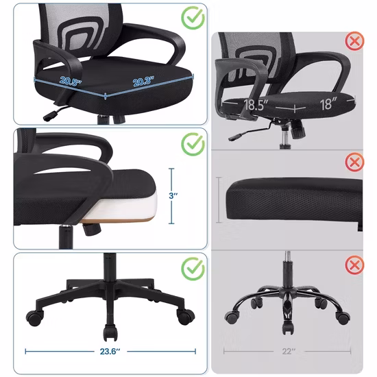 Sedia da ufficio economica reclinabile ergonomica in tessuto a rete con poggiatesta